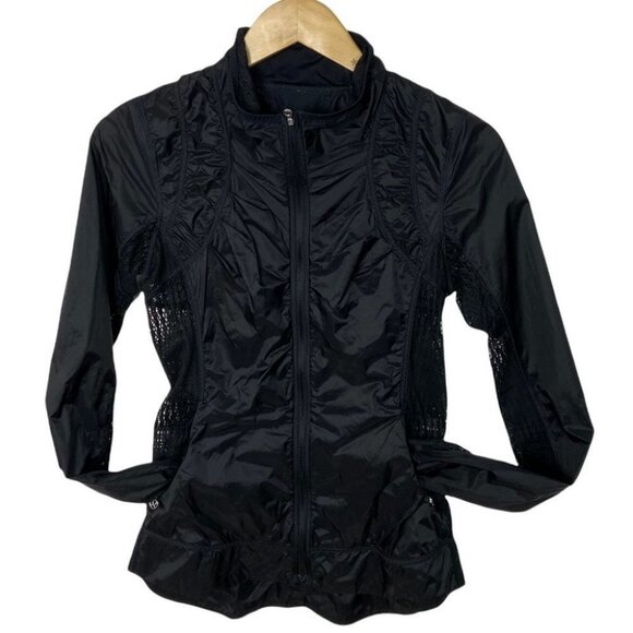 Lululemon Black Mesh Running Jacket Coat Size 4 Lightweight Nothin Hide Travel - Picture 5 of 16